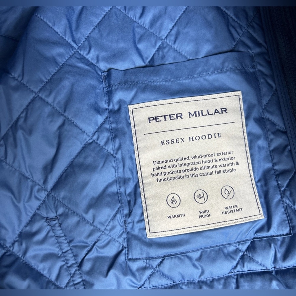 Peter Millar Jacket Hoodie Crown Essex XL Quilted Moon Blue Polyester - Picture 8 of 10